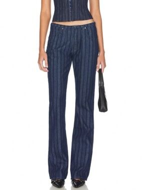 LIONESS DENIM STRIPE LOW-RISE JEAN